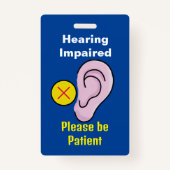 Badge Identification de l'ouïe déficiente Lanyard (Devant)