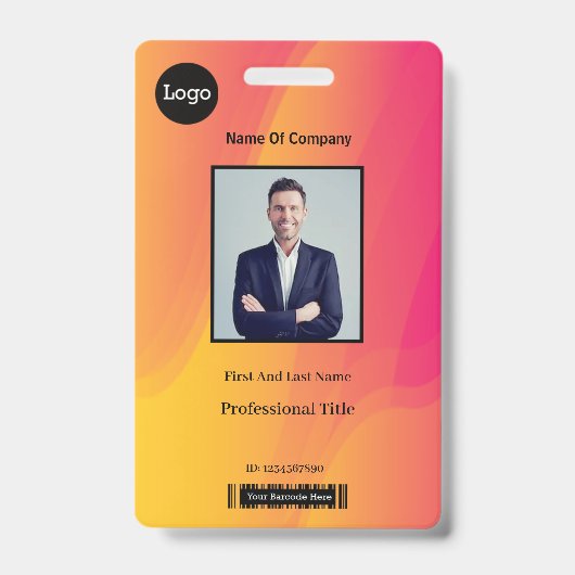 Badge Identification de photo de l'employé de l'arc-en-c (Avant)