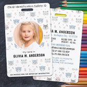 Badge Identification des enfants Animaux mignons d'urgen
