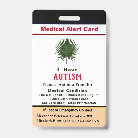 Badge Identification d'ID personnalisée Nom de l'enfant  (Front)