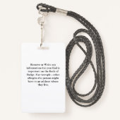 Badge Identification d'ID personnalisée Nom de l'enfant  (Derrière avec lanière)