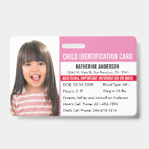 Badge Identification médicale d'urgence pour enfant alle