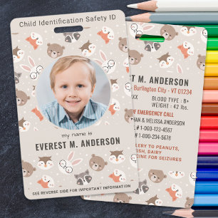 Badge Identification par photo d'urgence pour la sécurit