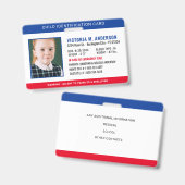 Badge Identification par photo Sécurité d'urgence Enfant (Avant & arrière)