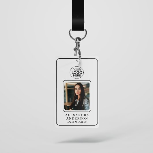 Badge Identification photo avec logo noir et blanc simpl