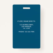 Badge Identification photo de l'infirmière autorisée (Dos)