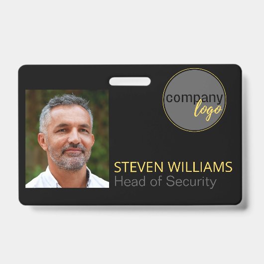 BADGE IDENTIFICATION PHOTO NOM PERSONNALISÉ LOGO D'ENTRE (Avant)