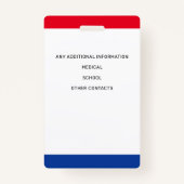 Badge Identification photo simple ID enfant d'urgence (Dos)