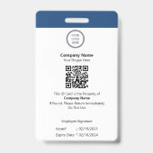 Badge Identification Professionnelle Personnalisable des (Arrière)