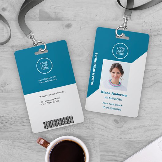 Badge Identité de l'employé avec logo de la société Code