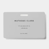 Badge Identité de l'employé de l'entraîneur de gym avec  (Dos)