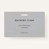 Badge Identité de l'employé de l'entraîneur de gym avec  (Dos)