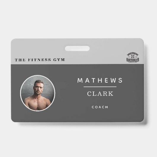Badge Identité de l'employé entraîneur de gym avec photo (Avant)