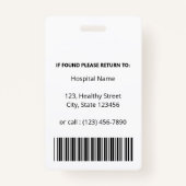 Badge Identité photo personnalisée en blanc clair (Dos)