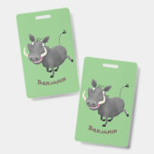 Badge Illustration amusante d'un cochon de phacochère af (Avant & arrière)