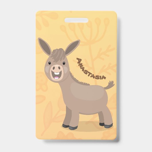 Badge Illustration d'âne miniature joyeux (Avant)