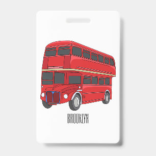 Badge Illustration de bus à impériale de dessin animé