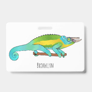 Badge illustration de caméléon de Jackson en dessin anim