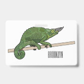 Badge illustration de caméléon de Jackson en dessin anim (Arrière)