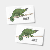 Badge illustration de caméléon de Jackson en dessin anim (Avant & arrière)