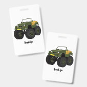 Badge Illustration de camion monstre vert de dessin anim (Avant & arrière)