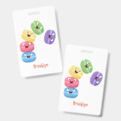 Badge Illustration de caricature de macarons marrant mig (Avant & arrière)