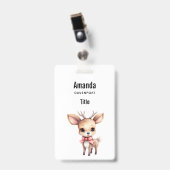Badge Illustration de cartoon de bébé cerf mignon (Avant avec clip)