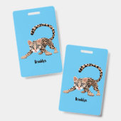 Badge Illustration de cartoon d'ocelot mignon (Avant & arrière)