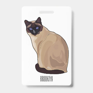 Badge illustration de chat siamois de dessin animé