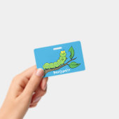 Badge Illustration de chenille verte mignonne et joyeuse (Manuel / portable)