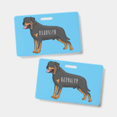 Badge illustration de chien Rottweiler en cartoon  (Avant & arrière)