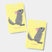 Badge Illustration de chinchilla gris mignon (Avant & arrière)