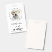 Badge Illustration de chiot formateur de chiens (Avant & arrière)