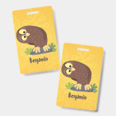 Badge Illustration de chouette brune drôle et mignonne e (Avant & arrière)