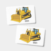 Badge Illustration de dessin animé Bulldozer (Avant & arrière)