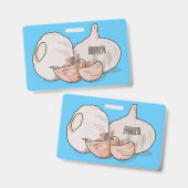 Badge Illustration de dessin animé d'ail (Avant & arrière)