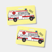 Badge Illustration de dessin animé d'ambulance (Avant & arrière)