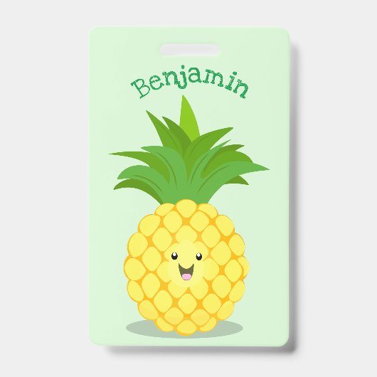 Badge Illustration de dessin animé d'ananas mignon (Avant)
