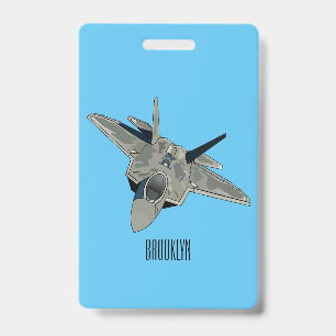 Badge Illustration de dessin animé d'avion de chasse