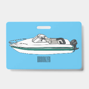 Badge Illustration de dessin animé de bateau à moteur