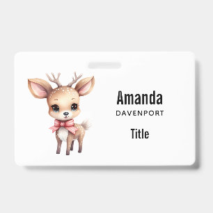 Badge Illustration de dessin animé de bébé cerf mignon