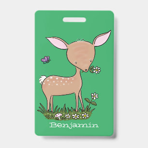 Badge Illustration de dessin animé de bébé cerf mignon e