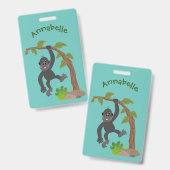 Badge Illustration de dessin animé de bébé gorille heure (Avant & arrière)