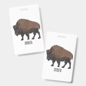 Badge Illustration de dessin animé de bison (Avant & arrière)