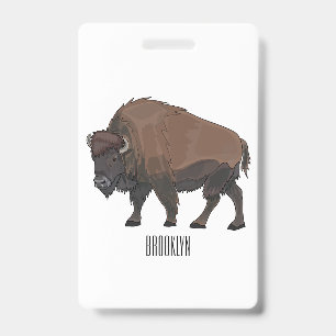 Badge Illustration de dessin animé de bison