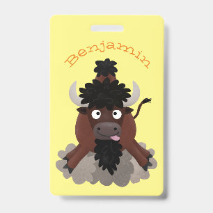 Badge Illustration de dessin animé de bison de buffle dr