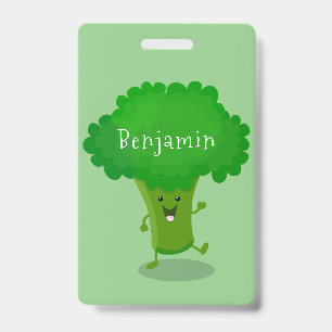 Badge Illustration de dessin animé de brocoli dansant ka