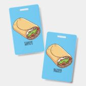Badge Illustration de dessin animé de burrito (Avant & arrière)