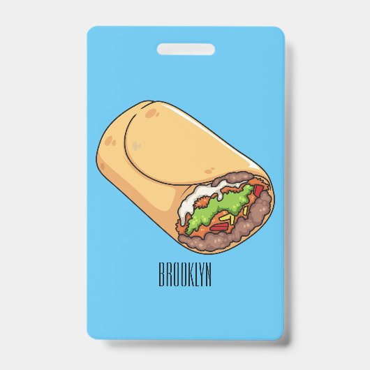 Badge Illustration de dessin animé de burrito (Avant)