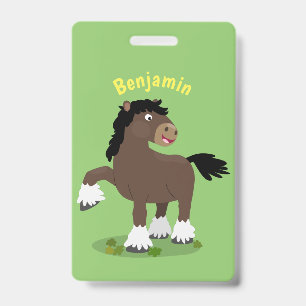 Badge Illustration de dessin animé de cheval de trait Cl